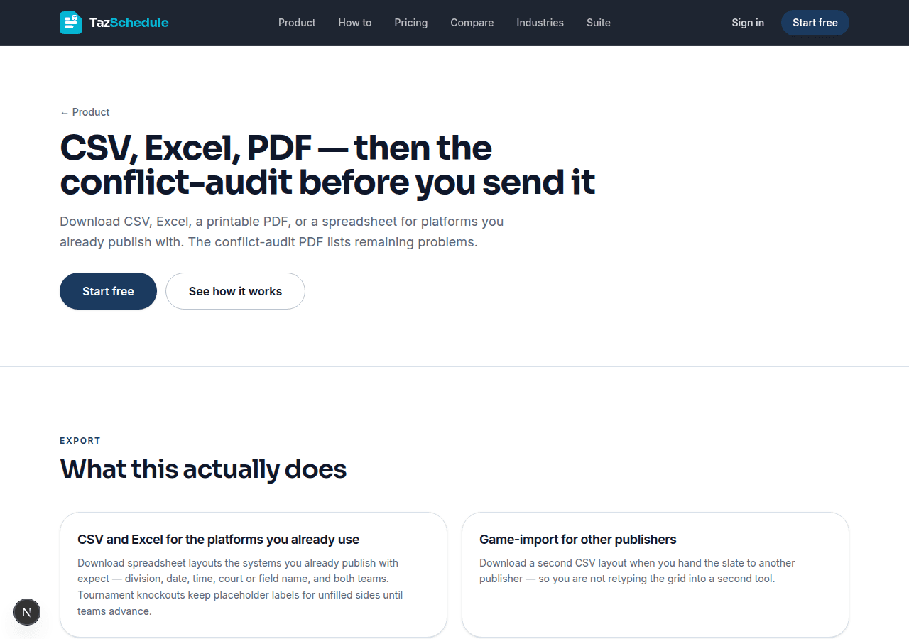 Export and printable schedule options